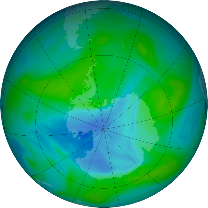 Antarctic ozone map for 23 December 2007